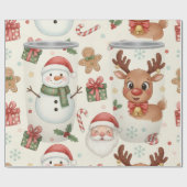 Cute Woodland Animals Christmas Wrapping Paper Cadeaupapier (Vlak)