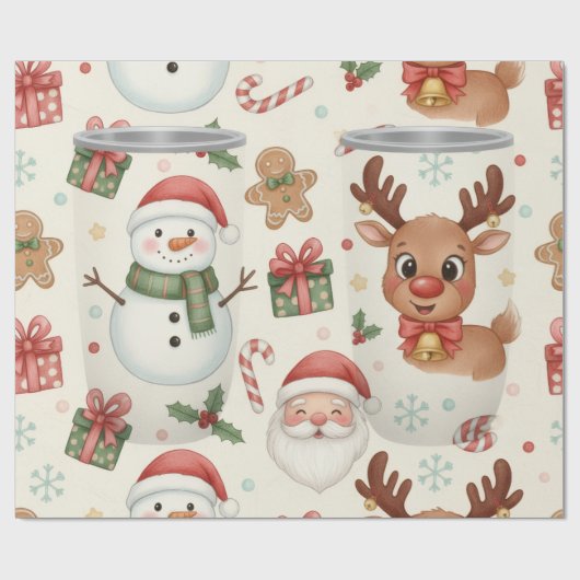 Cute Woodland Animals Christmas Wrapping Paper Cadeaupapier (Vlak)