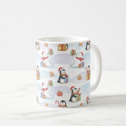 Cute Woodland Animals ChristmasPattern Holiday Mug Koffiemok (Voorkant rechts)
