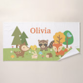 Cute Woodland Animals Deer Fox Raccoon Kinder Badhanddoek (Badhanddoek)