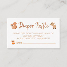 Cute Woodland Animals Diaper Raffle Baby shower Informatiekaartje