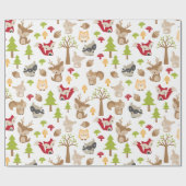 Cute Woodland Animals en Forest Pattern Cadeaupapier (Vlak)