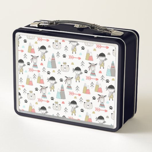 Cute Woodland Animals en Indian Boy Pattern (Achterkant)