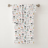 Cute Woodland Animals en Indian Boy Pattern Bad Handdoek (Insitu)