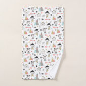 Cute Woodland Animals en Indian Boy Pattern Bad Handdoek (Handdoek)