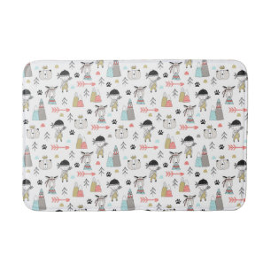 Cute Woodland Animals en Indian Boy Pattern Badmat