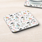 Cute Woodland Animals en Indian Boy Pattern Bier Onderzetter (Linkerzijde)