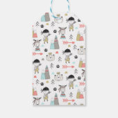 Cute Woodland Animals en Indian Boy Pattern Cadeaulabel (Achterkant)