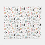 Cute Woodland Animals en Indian Boy Pattern Fleece Deken (Voorkant (Horizontaal))
