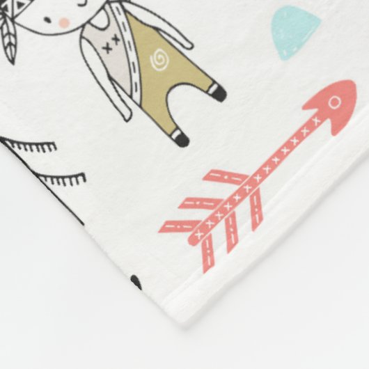 Cute Woodland Animals en Indian Boy Pattern Fleece Deken (Hoek)
