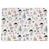 Cute Woodland Animals en Indian Boy Pattern Groot Cadeauzakje (Voorkant)