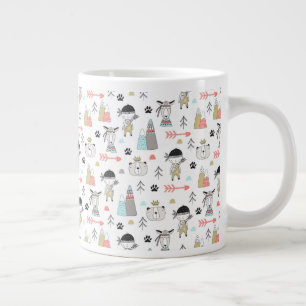 Cute Woodland Animals en Indian Boy Pattern Grote Koffiekop