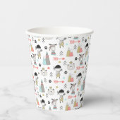 Cute Woodland Animals en Indian Boy Pattern Papieren Bekers (Voorkant)