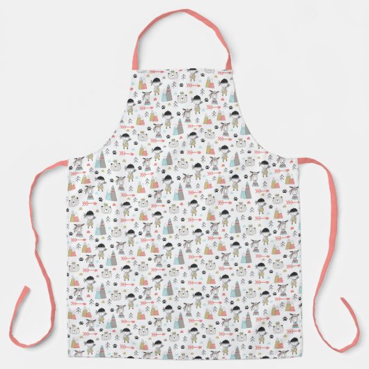 Cute Woodland Animals en Indian Boy Pattern Schort (Voorkant)