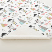 Cute Woodland Animals en Indian Boy Pattern Sherpa Deken (3/4)