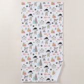 Cute Woodland Animals en Indian Boy Pattern Strandlaken (Voorkant)