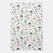 Cute Woodland Animals en Indian Boy Pattern Theedoek (Verticaal)