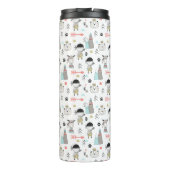 Cute Woodland Animals en Indian Boy Pattern Thermosbeker (Achterkant)