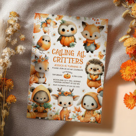 Cute Woodland Animals Festive Autumn Kids Birthday Kaart