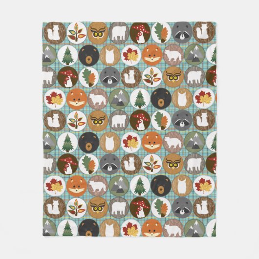 Cute Woodland Animals Fleece Deken (Voorkant)