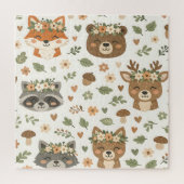 Cute Woodland Animals Floral Pattern Legpuzzel (Verticaal)