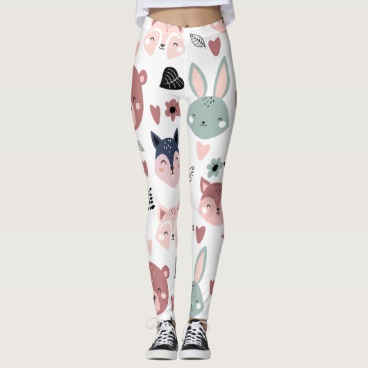 Cute Woodland Animals Forest Friends Nursery Leggings (Voorkant)