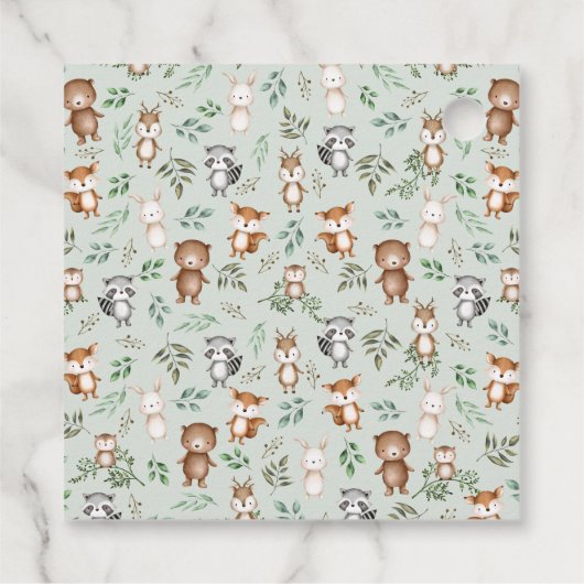 Cute Woodland Animals Forest Greeneral Neutral Bab Bedankjes Labels (Achterkant)