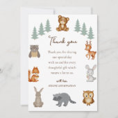 Cute Woodland Animals Geslacht Neutraal Baby showe Bedankkaart (Voorkant)