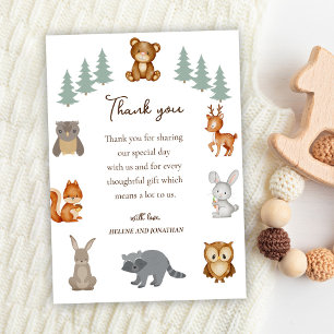 Cute Woodland Animals Geslacht Neutraal Baby showe Bedankkaart