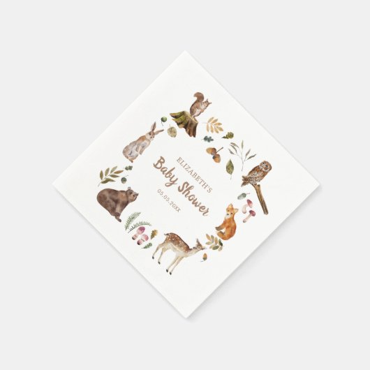 Cute Woodland Animals Geslacht Neutraal Baby showe Servet (Hoek)