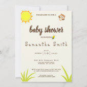 Cute Woodland Animals Green Tree Sun Baby shower Kaart (Achterkant)