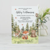 Cute Woodland Animals Greenery Baby shower Kaart (Staand voorkant)