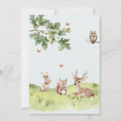 Cute Woodland Animals Greenery Baby shower Kaart (Achterkant)