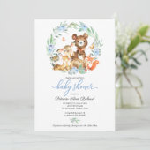 Cute Woodland Animals Greenery Baby shower Kaart (Staand voorkant)