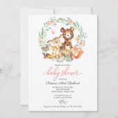 Cute Woodland Animals Greenery Baby shower Kaart (Voorkant)