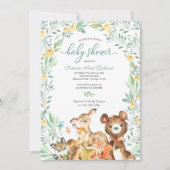 Cute Woodland Animals Greenery Baby shower Kaart (Voorkant)