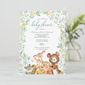 Cute Woodland Animals Greenery Baby shower Kaart (Staand voorkant)