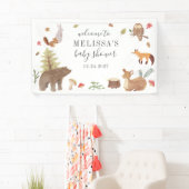 Cute Woodland Animals Greenery Baby shower Welcome Spandoek (Insitu)