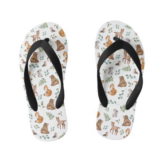 Cute Woodland Animals Greenery Forest Fable Kinder Teenslippers (Voetbed)