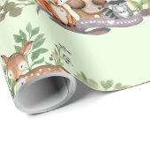 Cute Woodland Animals Greenery Forest Party Cadeaupapier (Rol Hoek)