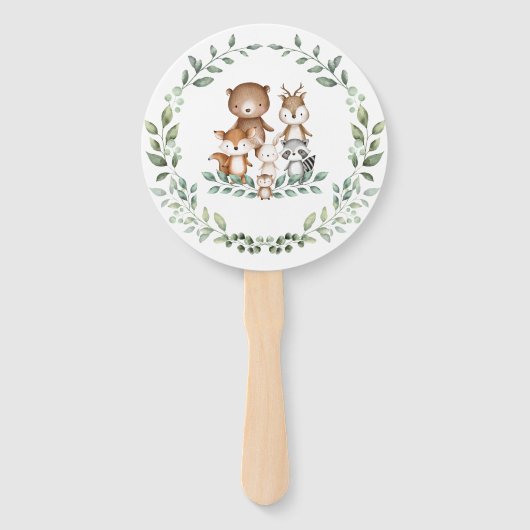 Cute Woodland Animals Greenery Wreatparty Favors Handwaaier (Achterkant)