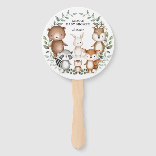 Cute Woodland Animals Greenery Wreatparty Favors Handwaaier (Voorkant)