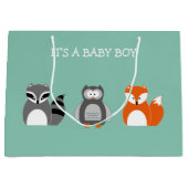 Cute Woodland Animals Het is een Baby Boy Groot Cadeauzakje (Voorkant)