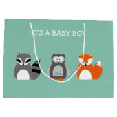 Cute Woodland Animals Het is een Baby Boy Groot Cadeauzakje (Achterkant)