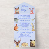Cute Woodland Animals Het is een Boy Baby shower All In One Uitnodiging (Binnen)