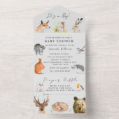 Cute Woodland Animals Het is een Boy Baby shower All In One Uitnodiging (Binnen)