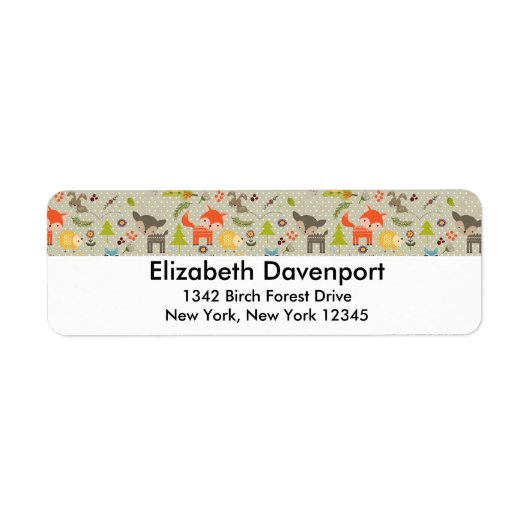 Cute Woodland Animals Illustrated Pattern Etiket (Voorkant)