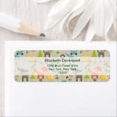 Cute Woodland Animals Illustrated Pattern Etiket (Insitu)