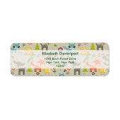 Cute Woodland Animals Illustrated Pattern Etiket (Voorkant)