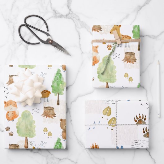 Cute Woodland Animals Inpakpapier Vel (Voorkant)